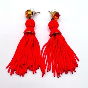 Red Beaded Tassle Earrings